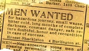 anuncio 1914 Shackleton para expedición Endurance